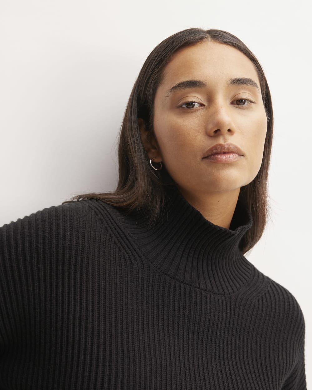 The Organic Cotton Ribbed Turtleneck | Black