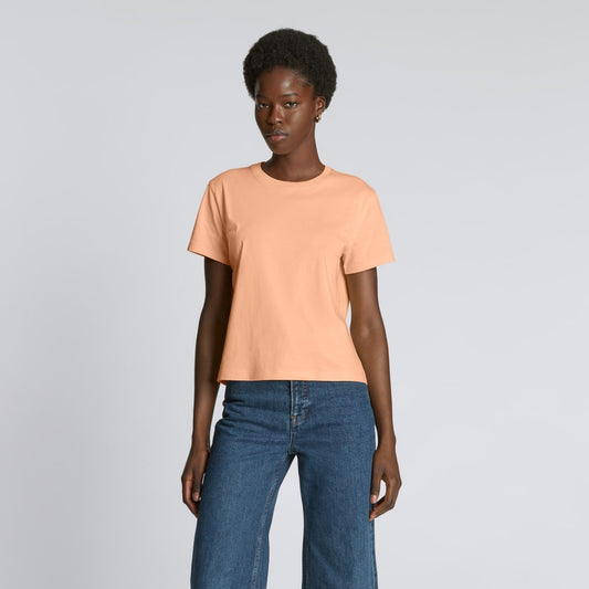 The Box-Cut Tee in Essential Cotton | Apricot | No Pocket
