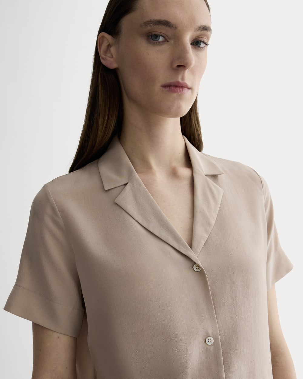 The Notch Shirt in Washable Silk | Burnt Sugar