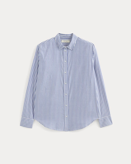 The Must-Have Shirt in Silky Cotton | Bone / Mazarine Blue