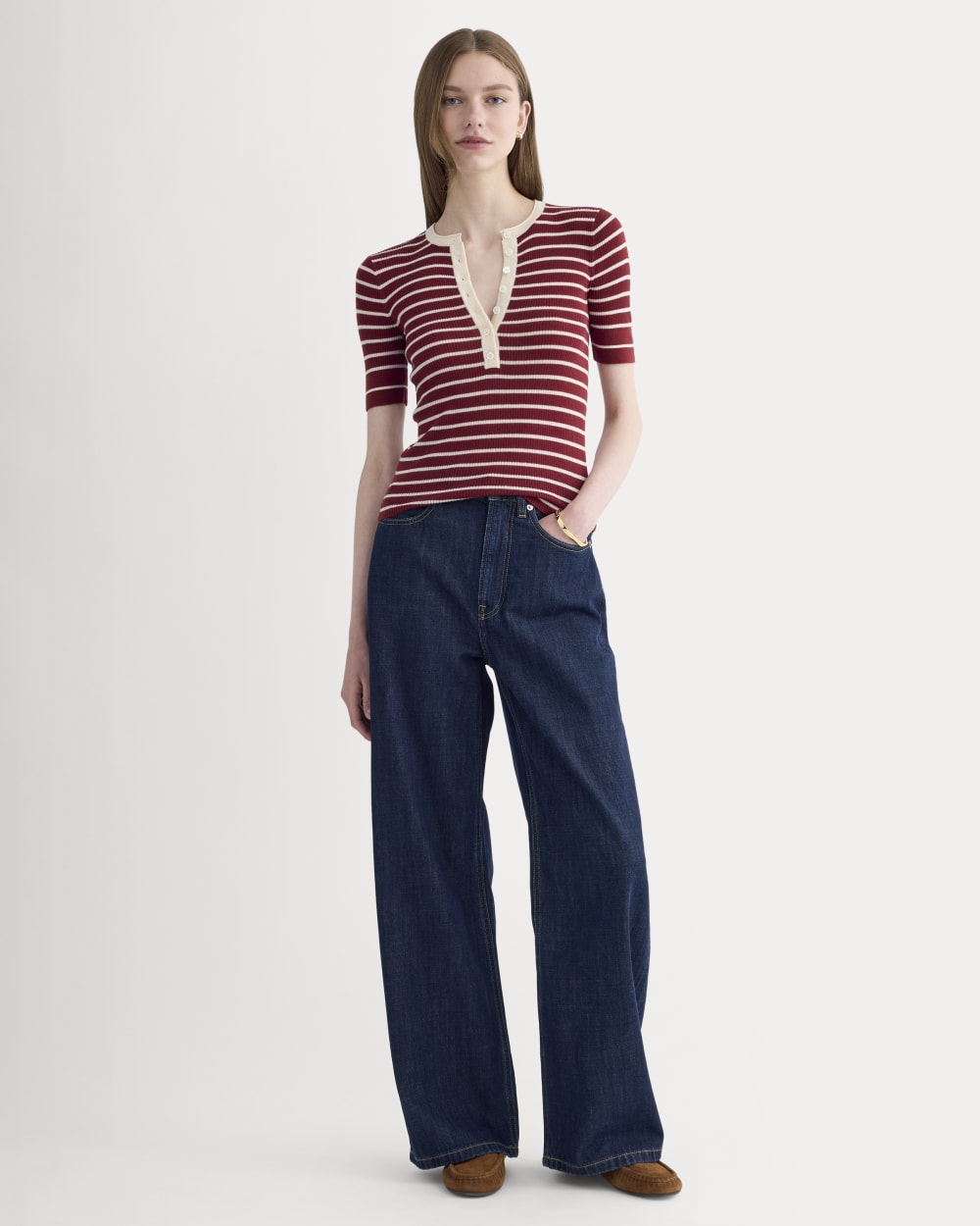 The Short-Sleeve Henley in Ultrasoft Merino | Merlot / Parchment