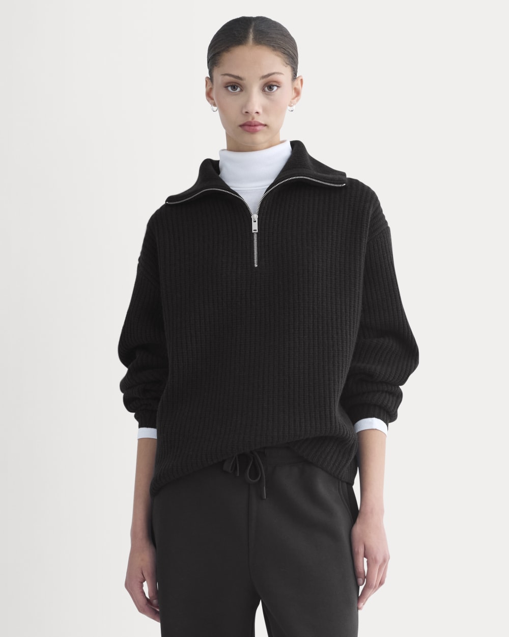 The Half-Zip Sweater in Luxe Merino | Black