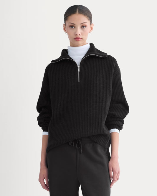 The Half-Zip Sweater in Luxe Merino | Black