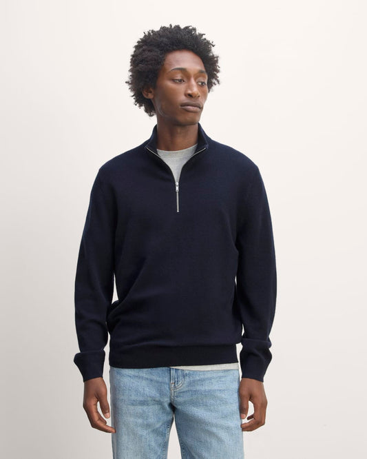 The Quarter-Zip in Cashmere |  Navy