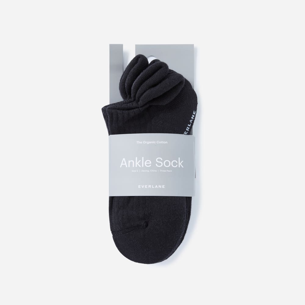 The Organic Cotton Ankle Sock 3-Pack | Black