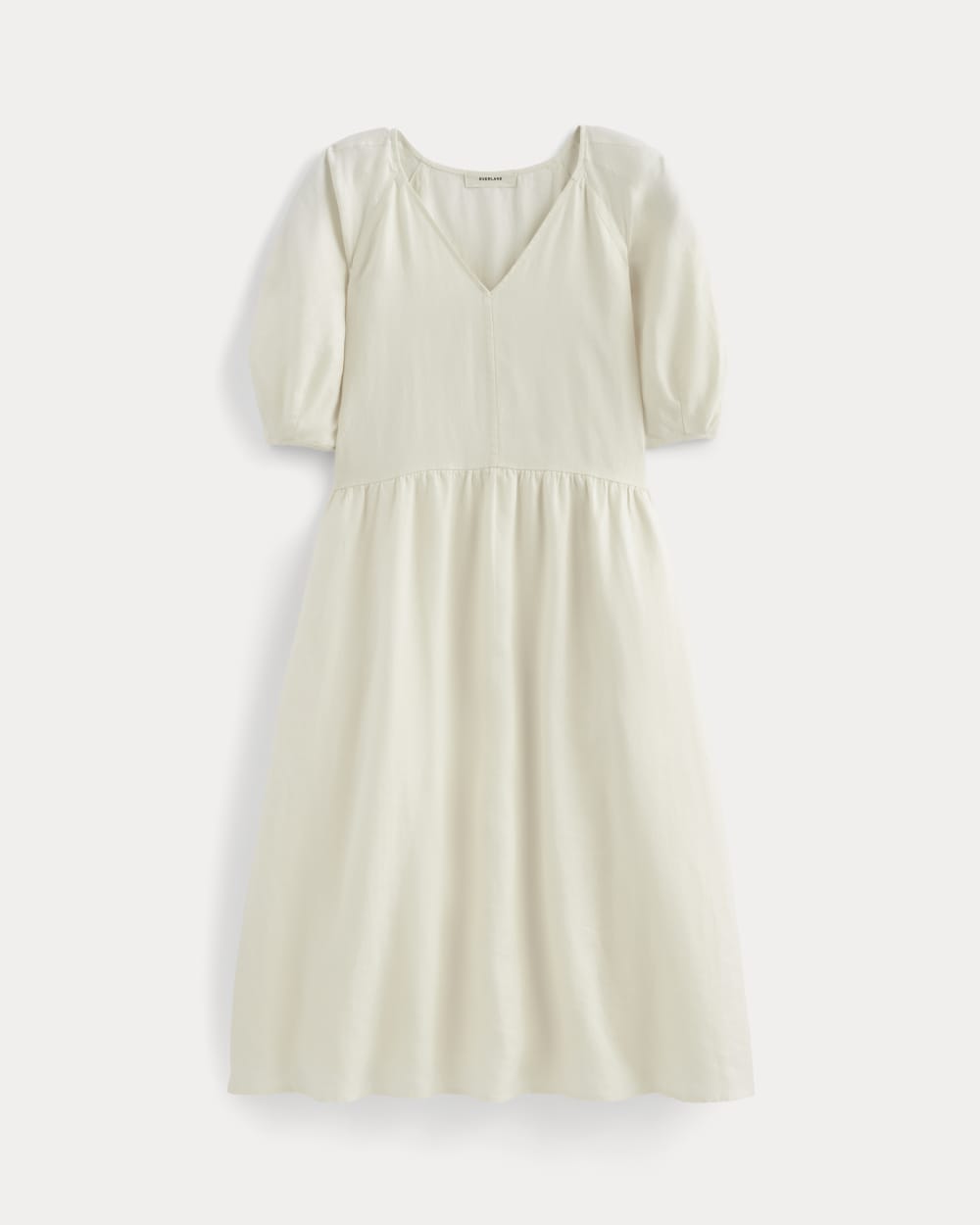 The Linen Oversized Puff-Sleeve Dress | Bone
