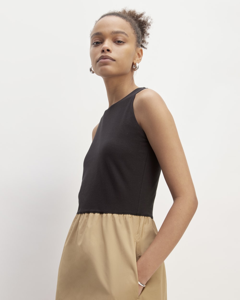 The Supima® High-Neck Riviera Dress | Black / Tiger's Eye