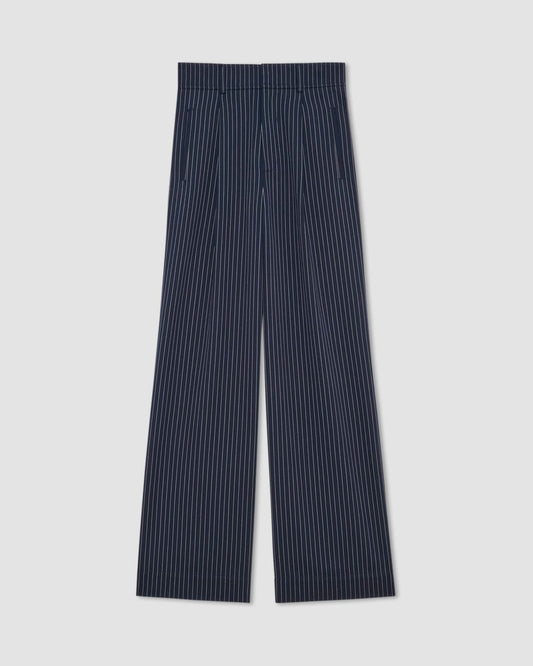 The Draper Pleated Pant in Buttersmooth | Navy / Bone | 30 Inseam