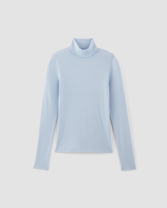 The Luxe Rib Turtleneck | Chambray Blue