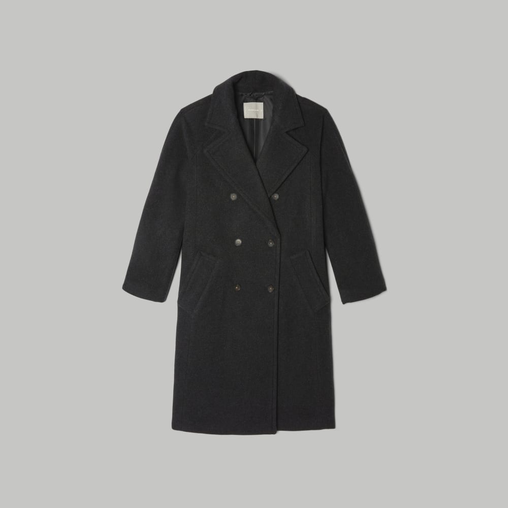 The Italian ReWool® Long Peacoat | Heathered Black