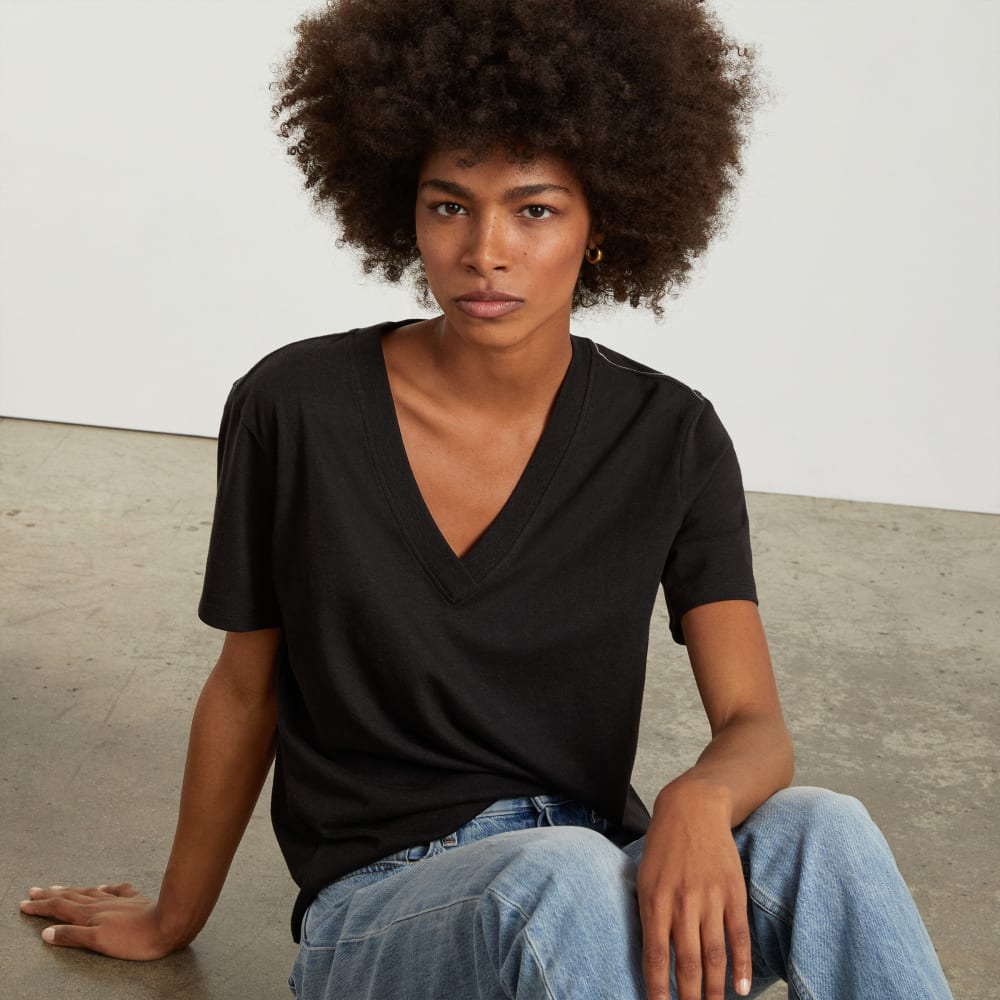 The Vintage V-Neck Hemp Tee | Black