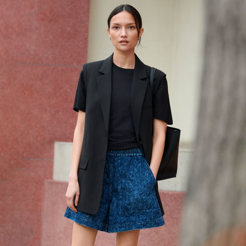 The Denim Utility Short | Dark Painterly Strokes