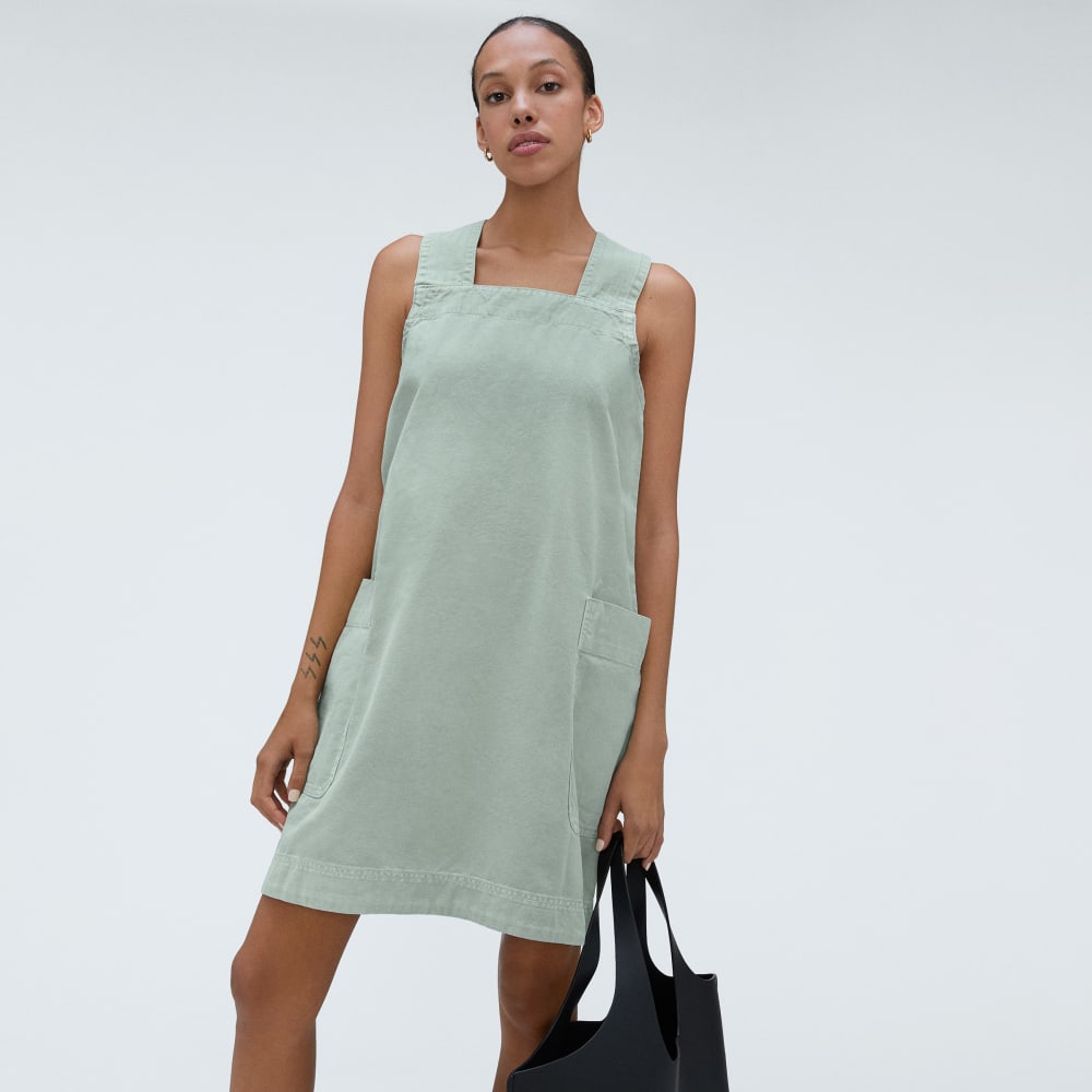 The Cross-Back Apron Mini Dress | Sea Glass