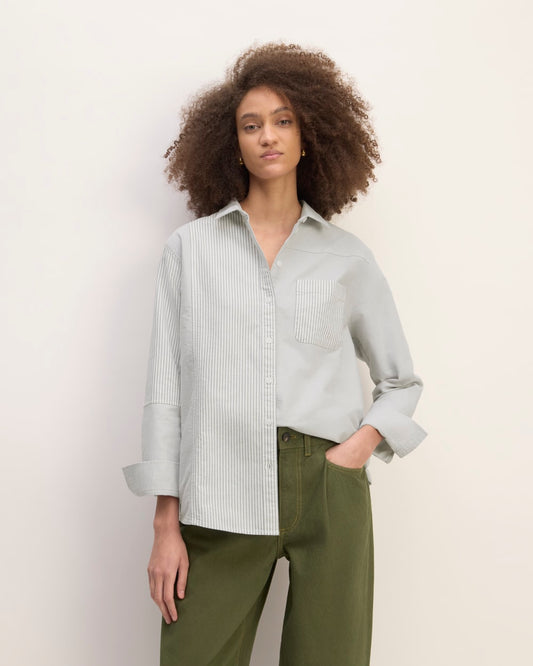 The Everlane x Marques' Almeida Patchwork Relaxed Shirt | Grey Stripe Patchwork
