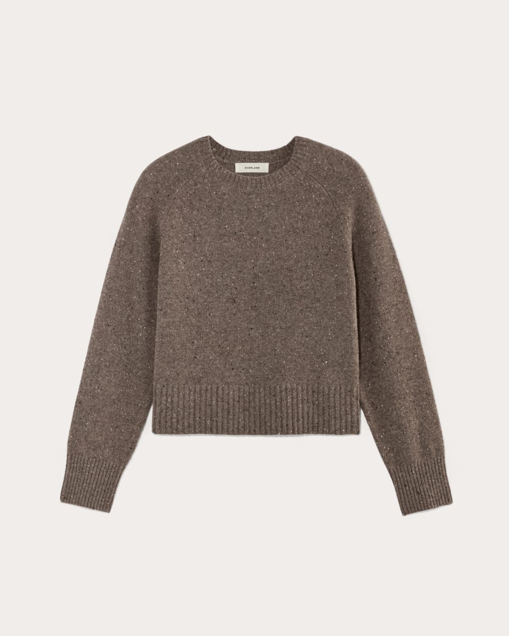 The Boxy Crew in Cashmere | Taupe Brown Donegal