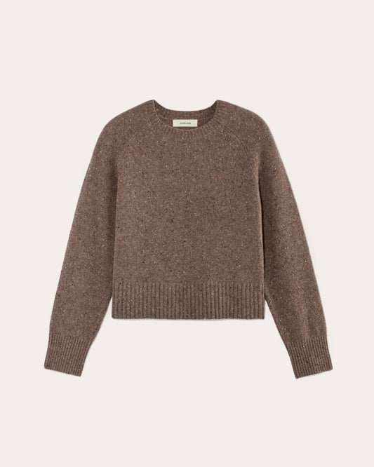 The Boxy Crew in Cashmere | Taupe Brown Donegal