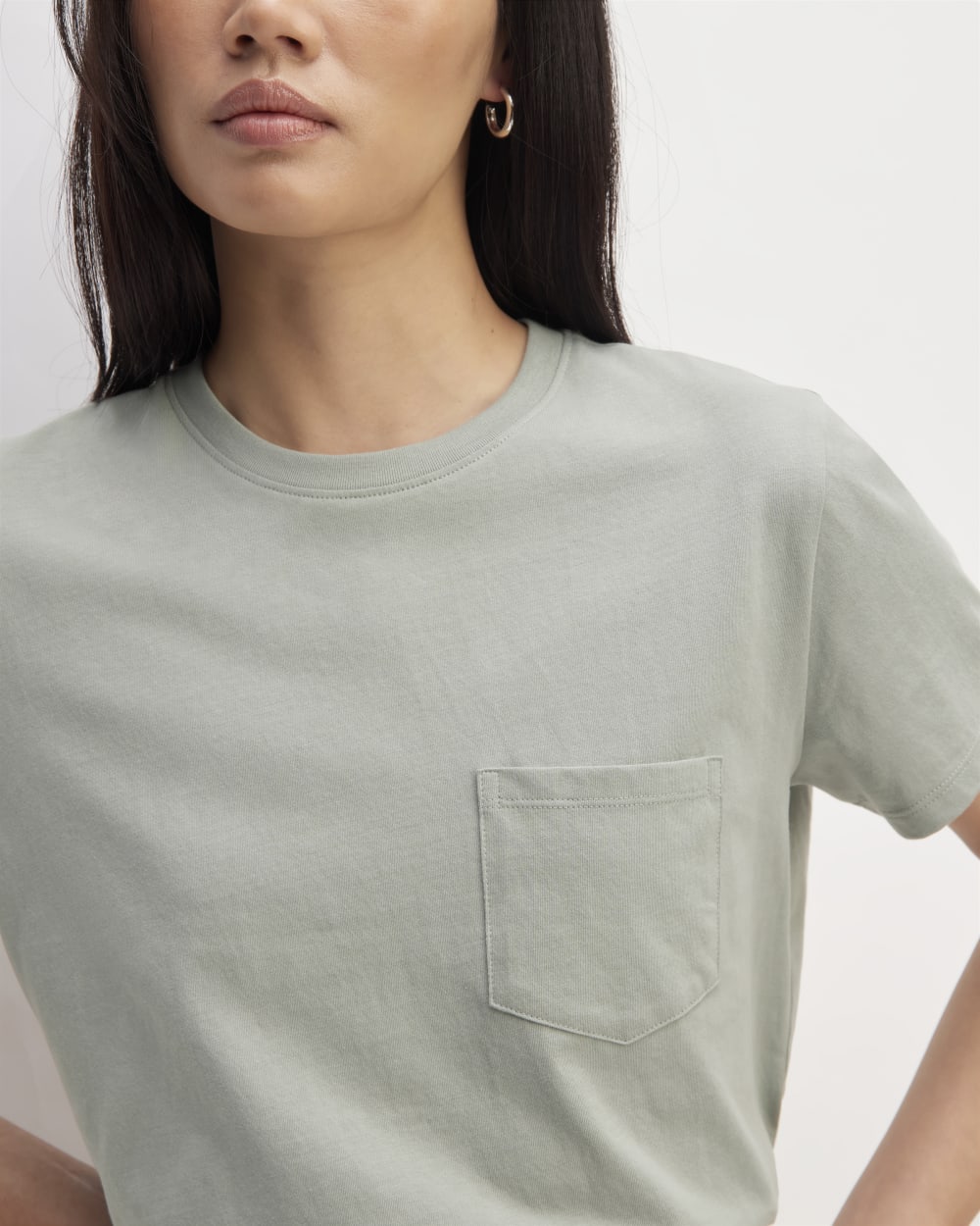 The Box-Cut Tee in Essential Cotton | Sage Green | Pocket