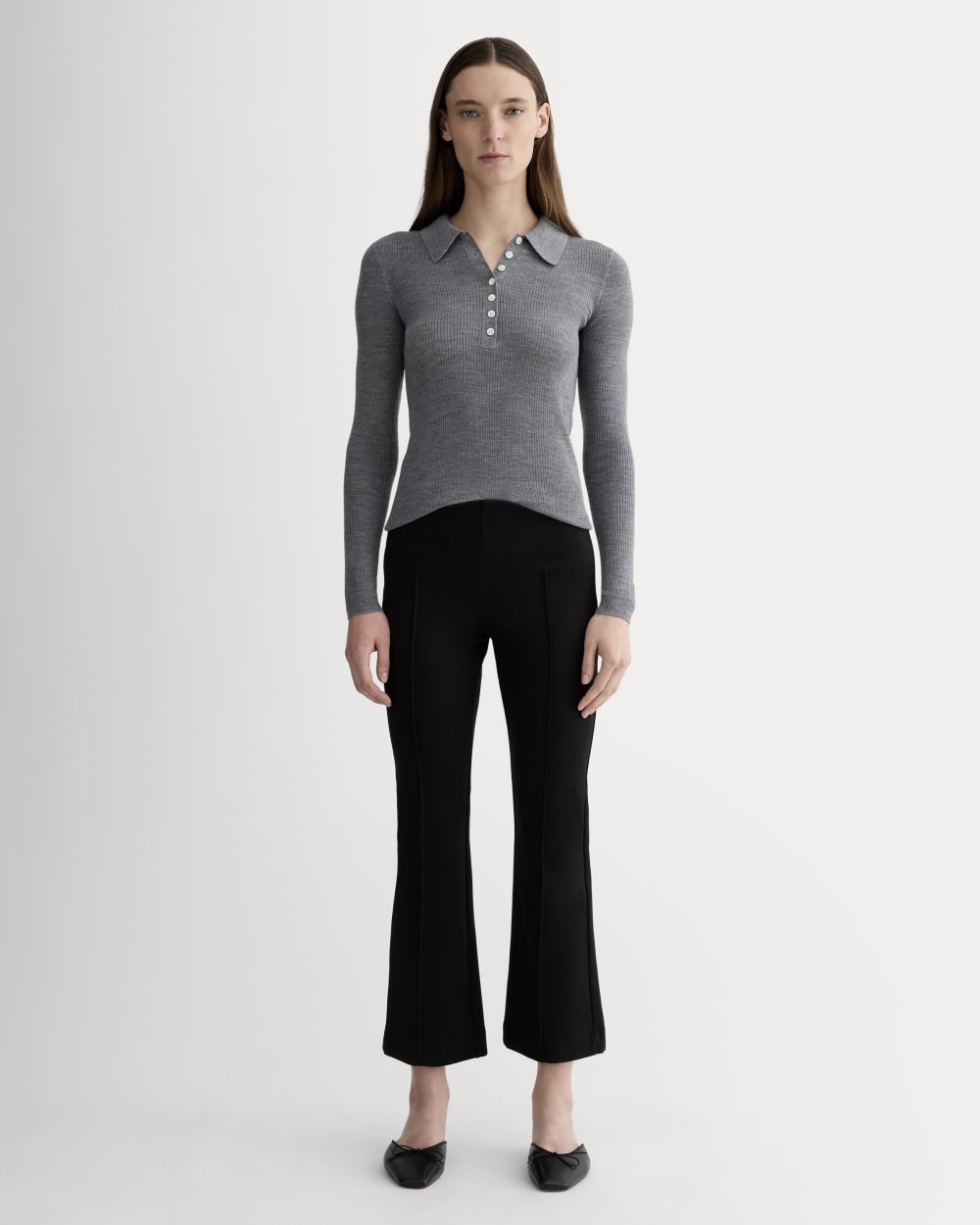 The Polo in Ultrasoft Merino | Heather Mid Grey