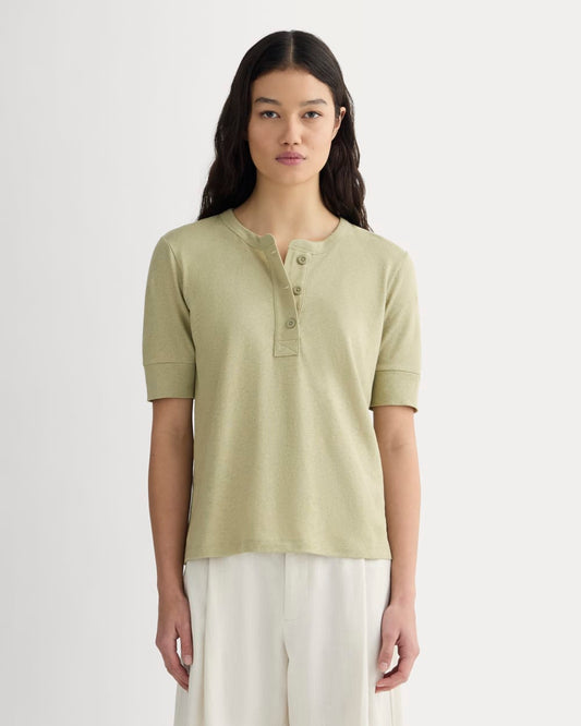 The Henley in Cotton Linen | Eucalyptus