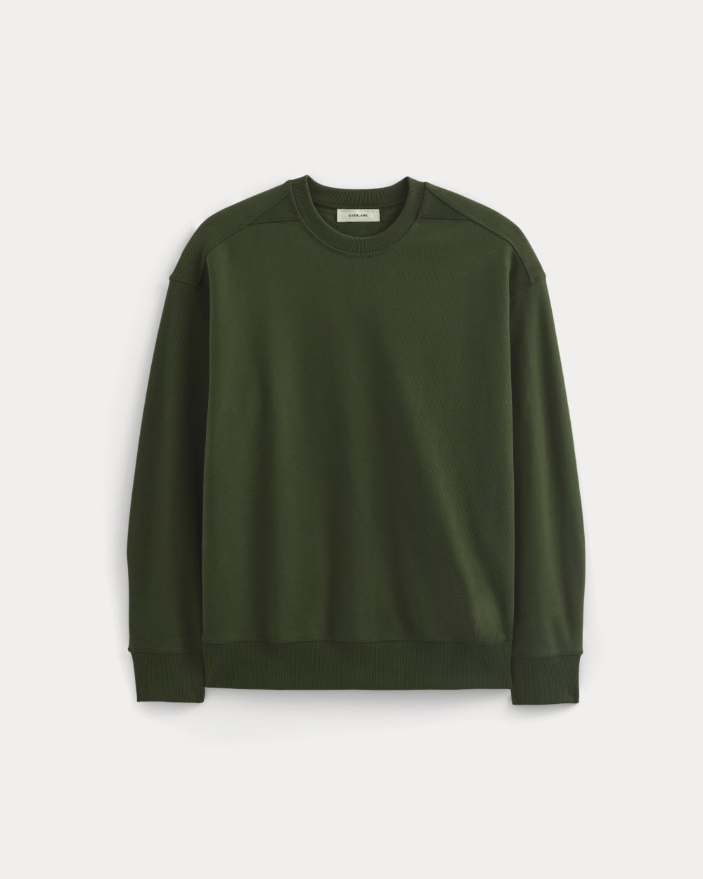 Twill Terry Jacquard Crew Sweatshirt | Dark Forest