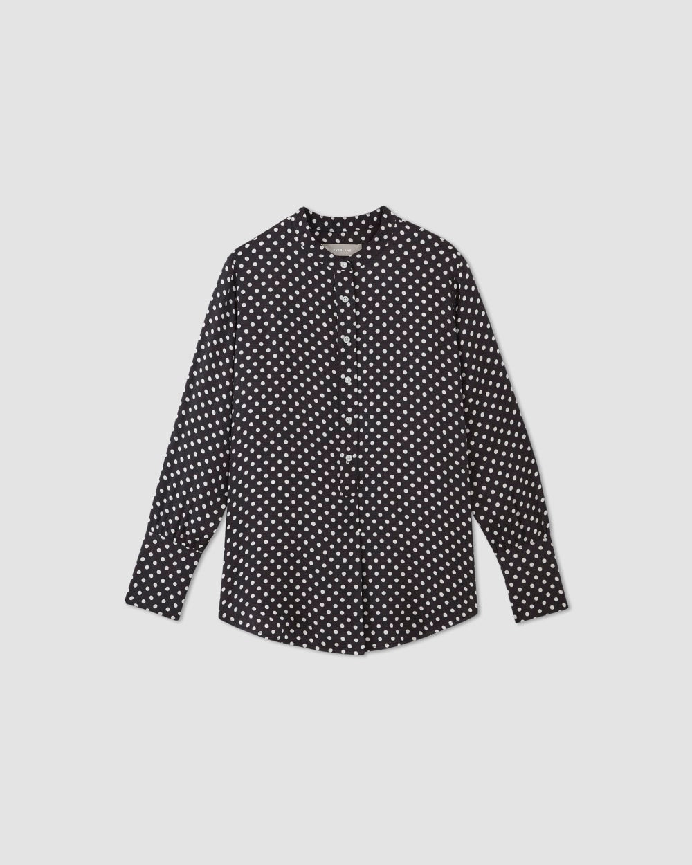 The Hammered Satin Popover Shirt | Black / Bone Polka Dot