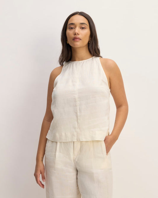 The Linen High-Neck Tank | Bone