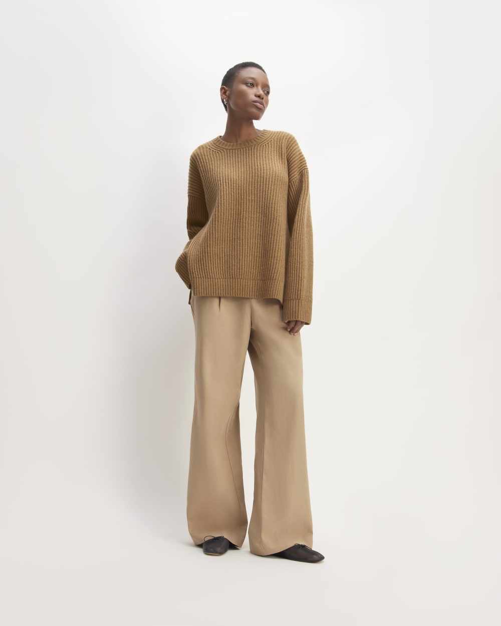 The Oversized Crew in Luxe Merino | Deep Camel