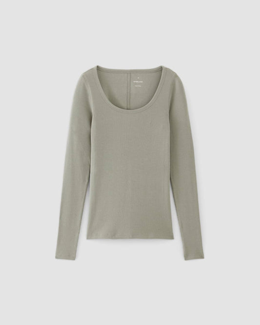 The Luxe Rib Long-Sleeve Scoop-Neck Tee | Sage Green
