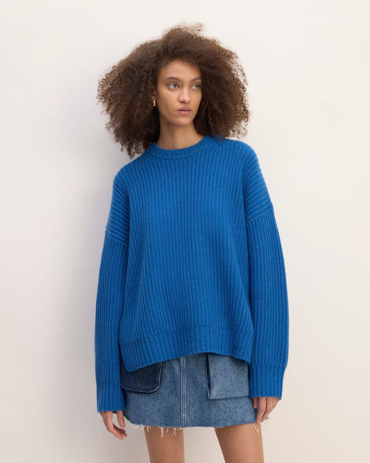 The Everlane x Marques' Almeida Oversized Cashmere Crew | Lapis Blue