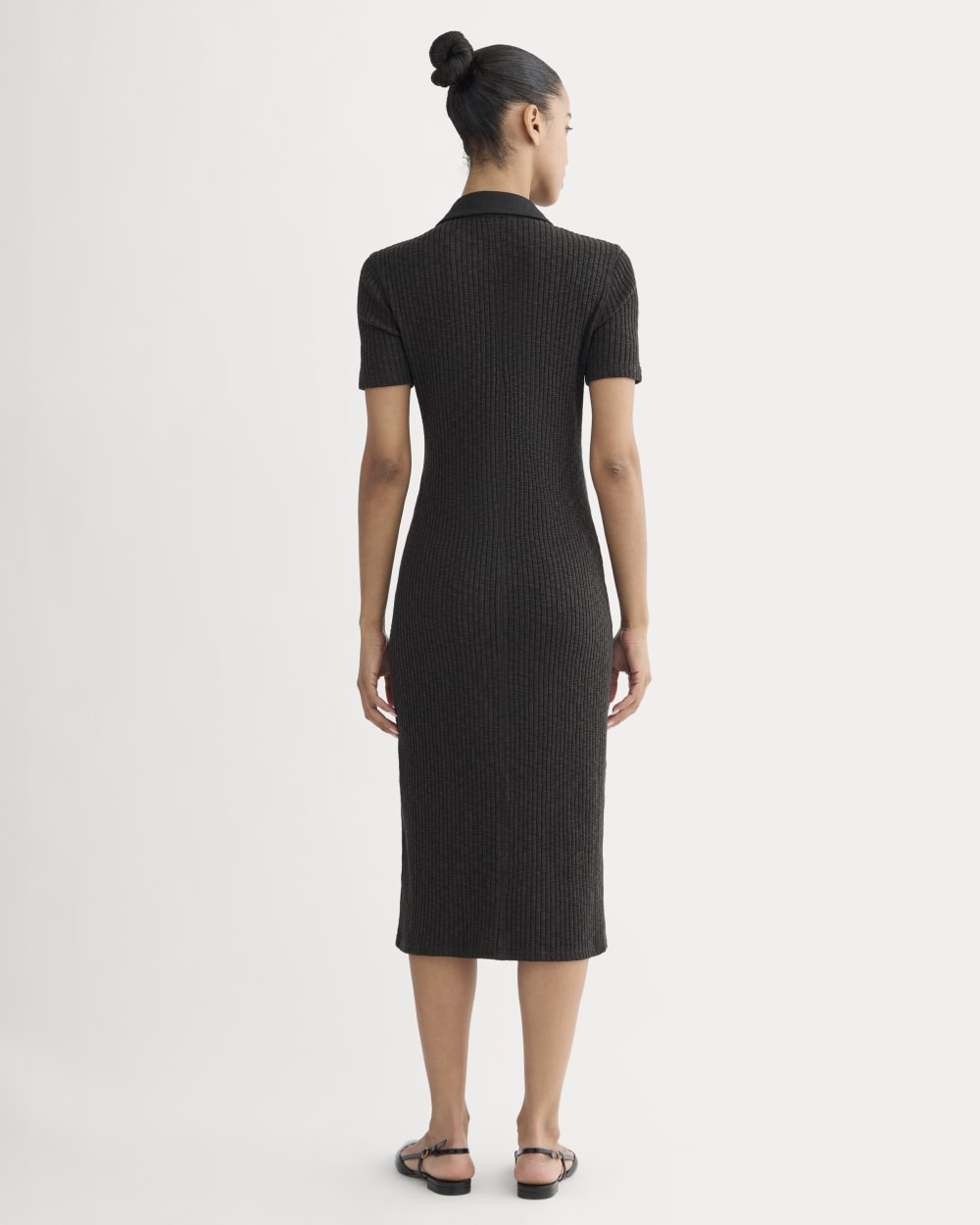 The Cozy Rib Polo Dress | Black