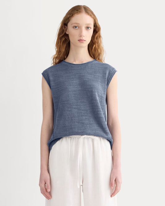 The Muscle Sweater in Cotton Linen | Indigo