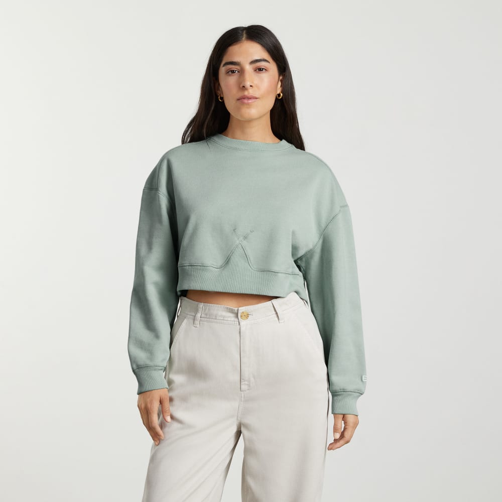 The Organic Cotton Cropped Crew | White Sage