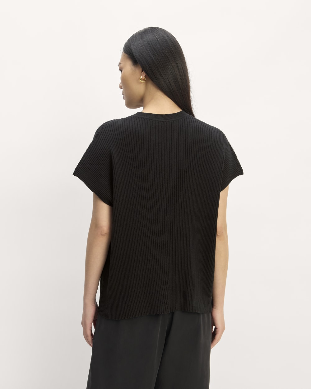 The Cotton Knit Caftan Top | Black