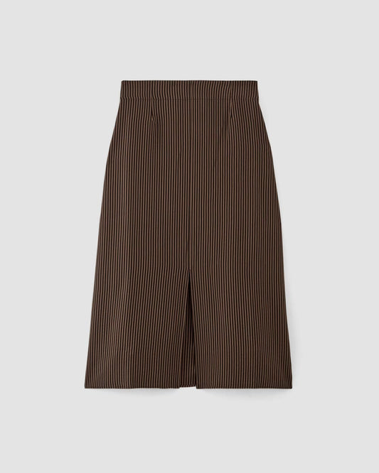 The Mini Jacquard Stripe Slip Skirt | Cocoa / Black