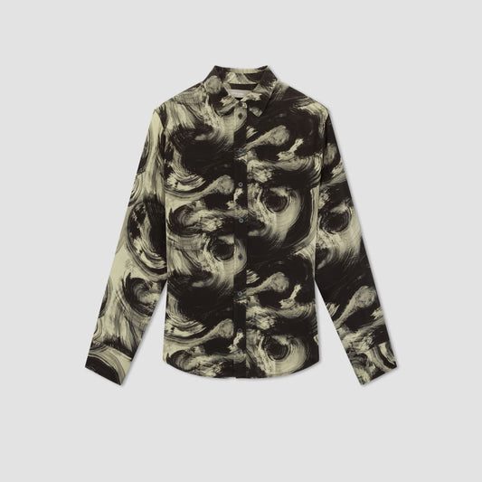 The Satin Relaxed Shirt | Pale Yellow / Black