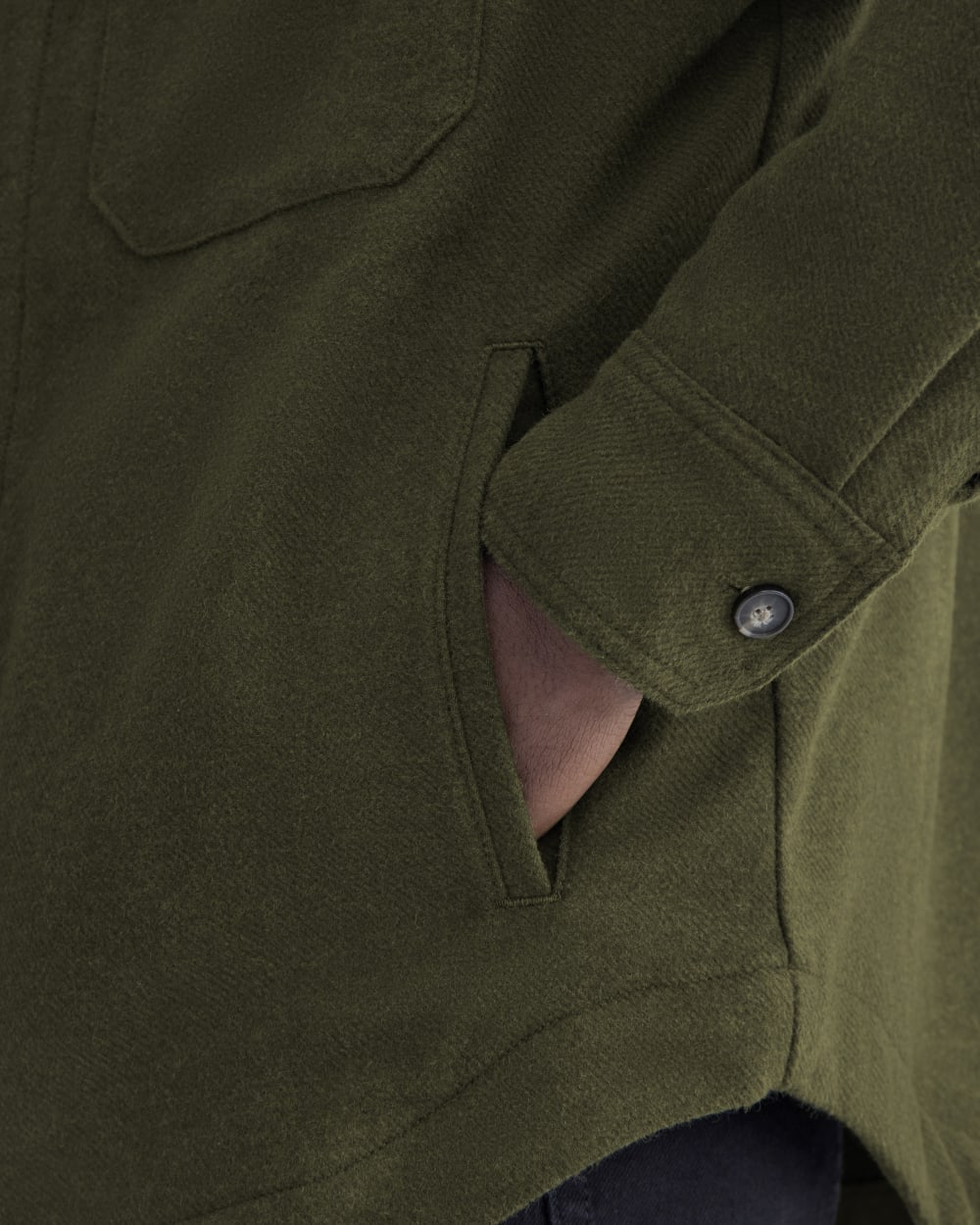 Heavyweight Waffle Twill Overshirt | Heathered Green