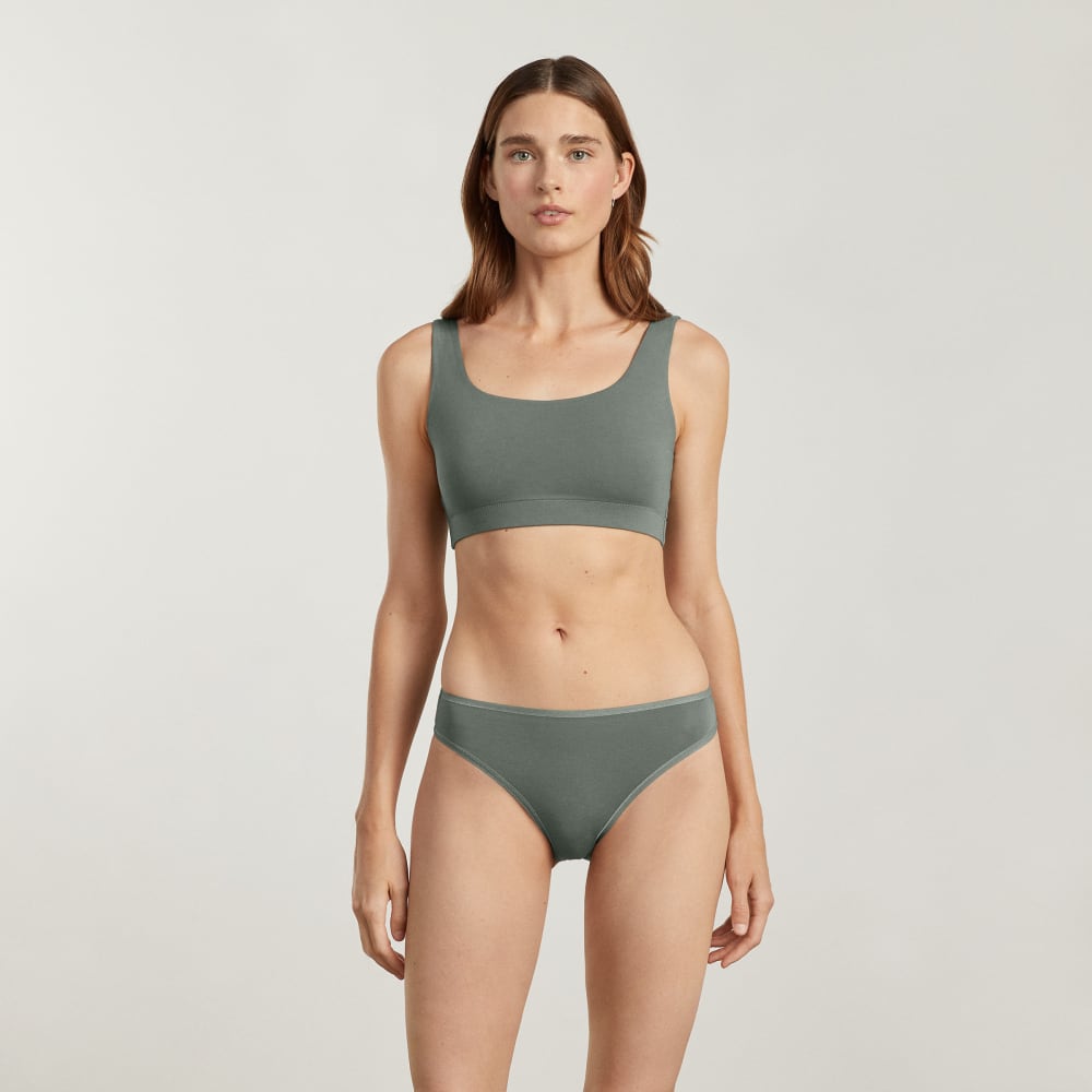 The Cotton High-Rise Bikini | Dark Sage