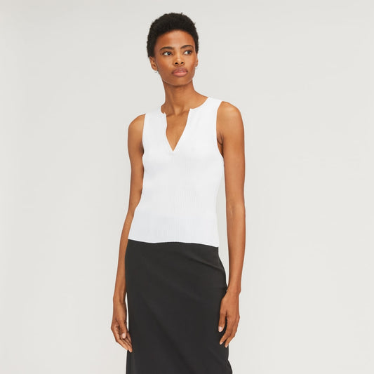 The Ribbed Cutaway Tank | White