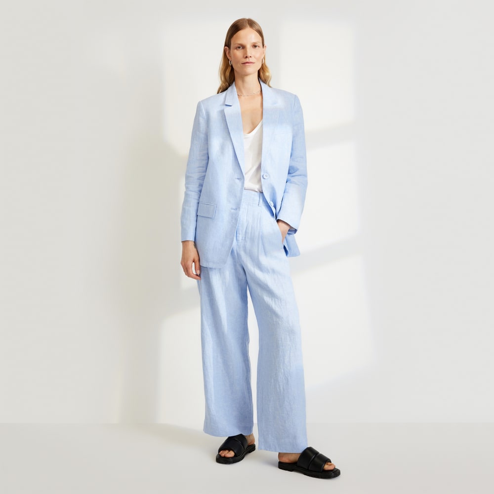 The Oversized Blazer in Linen | Light Blue