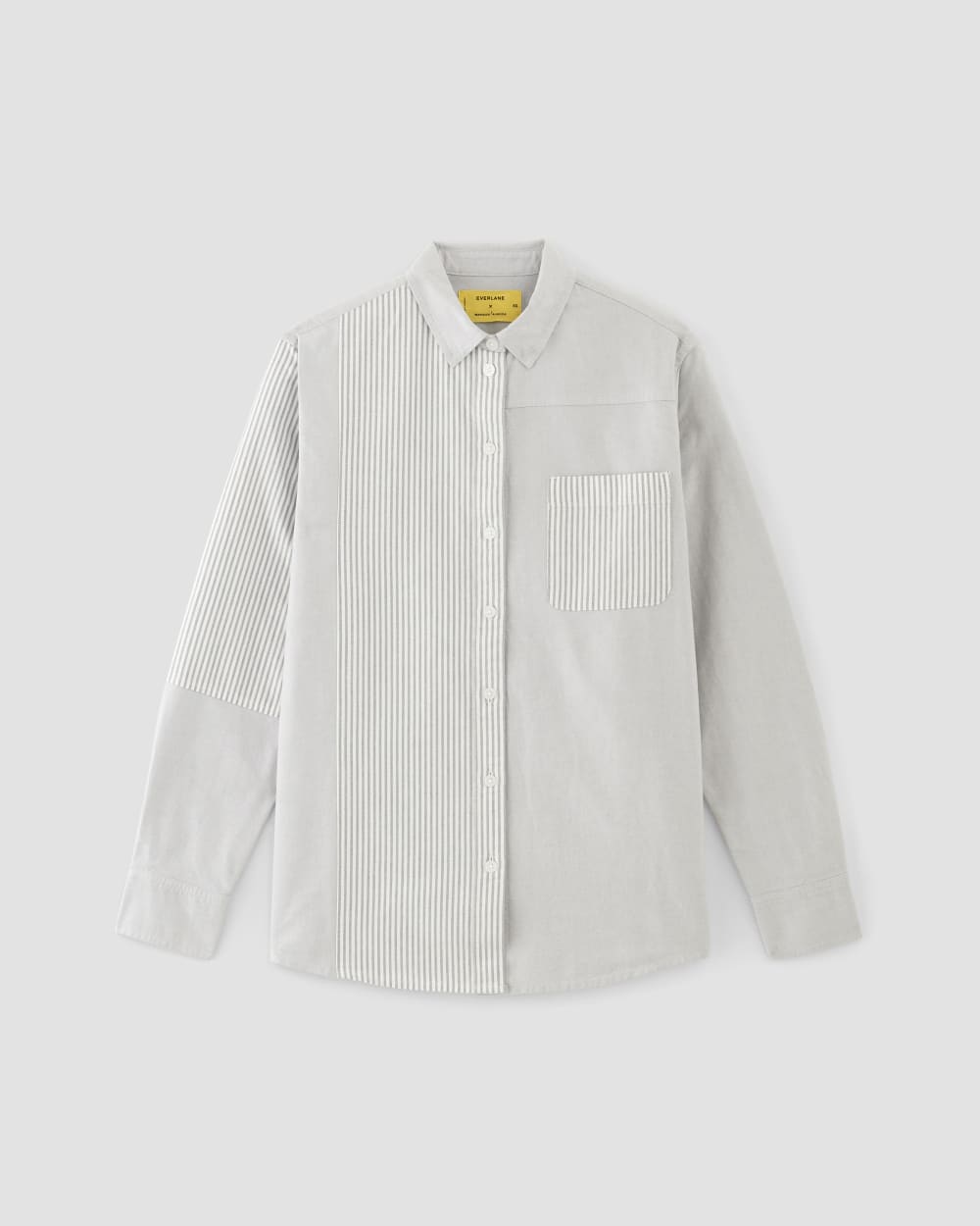 The Everlane x Marques' Almeida Patchwork Relaxed Shirt | Grey Stripe Patchwork