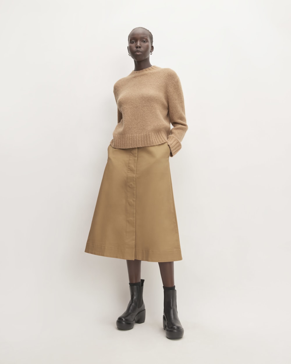 The Structured Cotton A-Line Skirt | Toasted Coconut