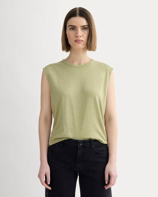 The Muscle Tee in Cotton Linen | Eucalyptus