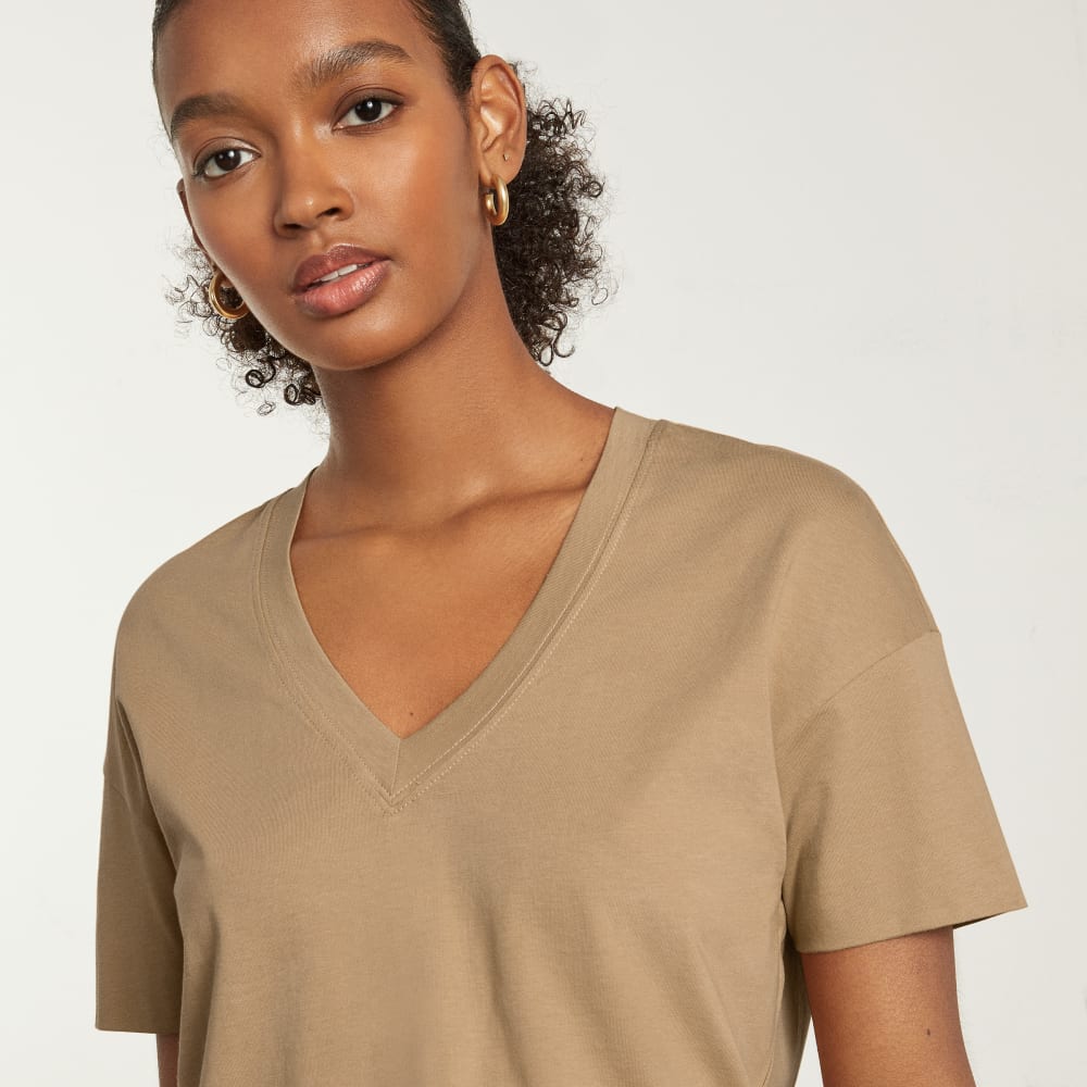 The Organic Cotton Slouchy V-Neck | Iced Coffee