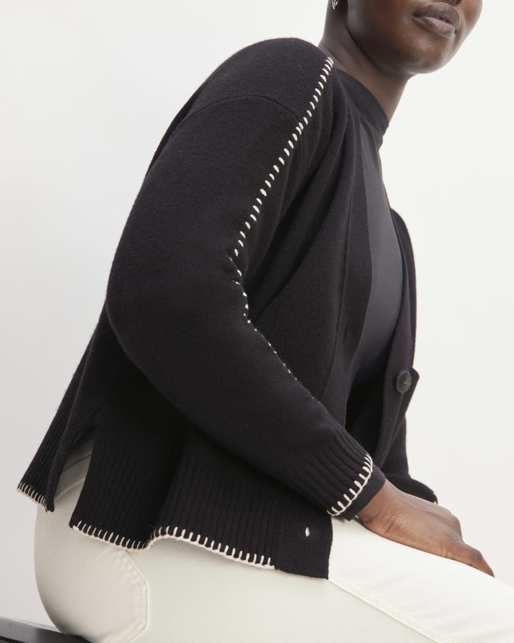 The Good Merino Wool Cardigan | Black / Buttermilk