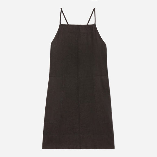 The Linen Apron Dress | Black