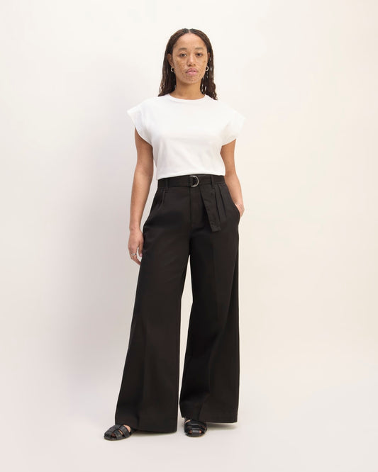 The Pleated Wide-Leg Chino | Black