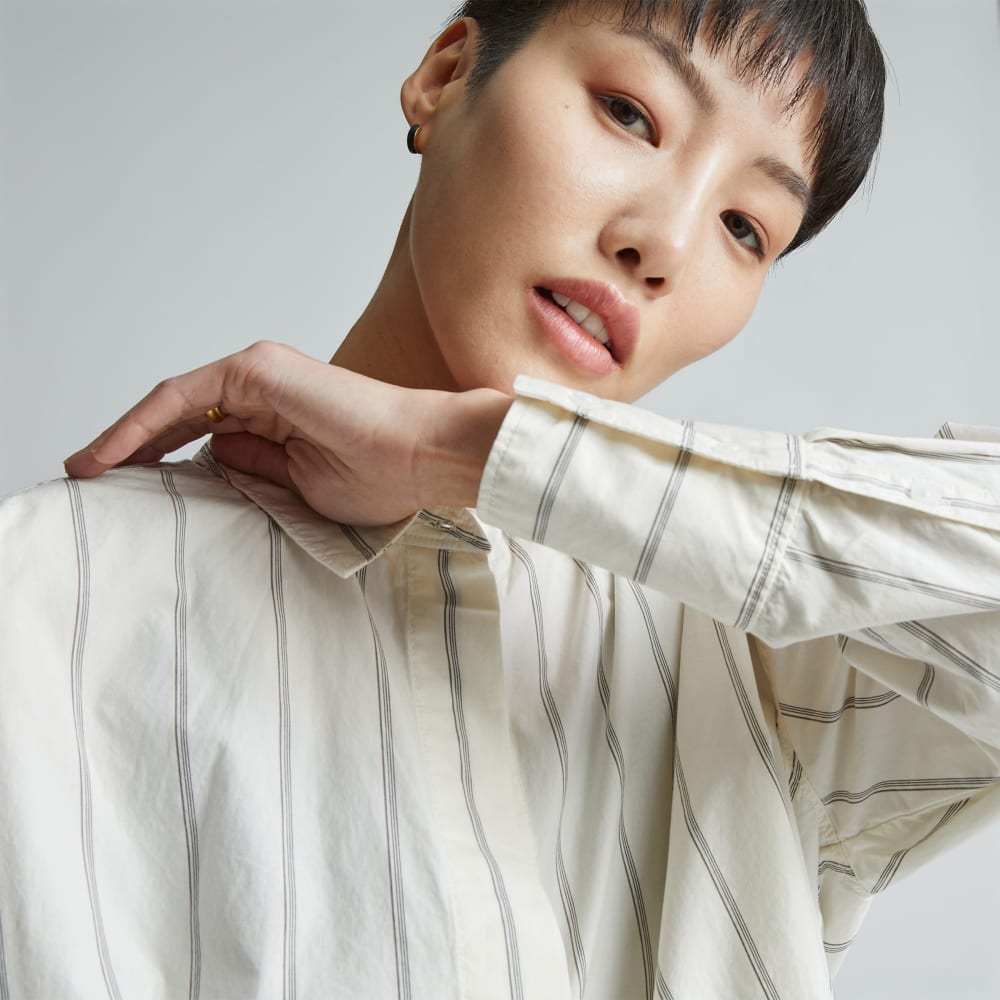 The Oversized Poplin Shirt | Black / Canvas Tan