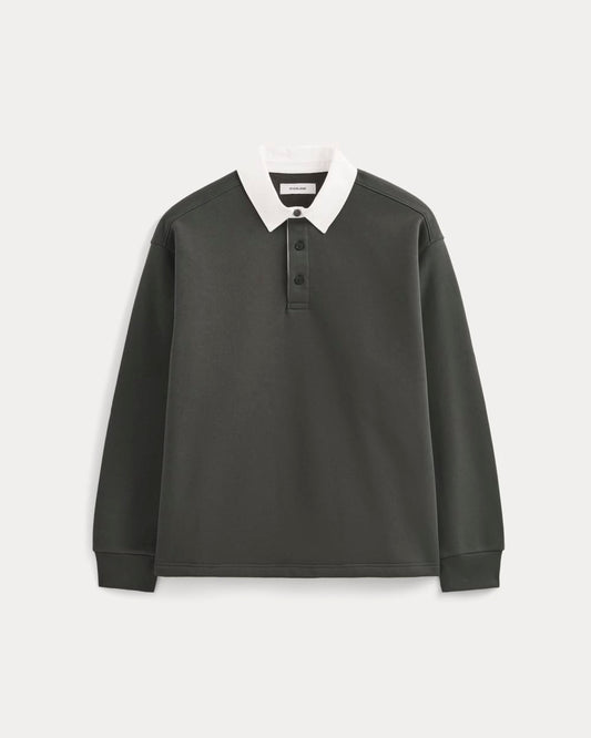 Luxe Fleece Rugby Polo | Washed Black