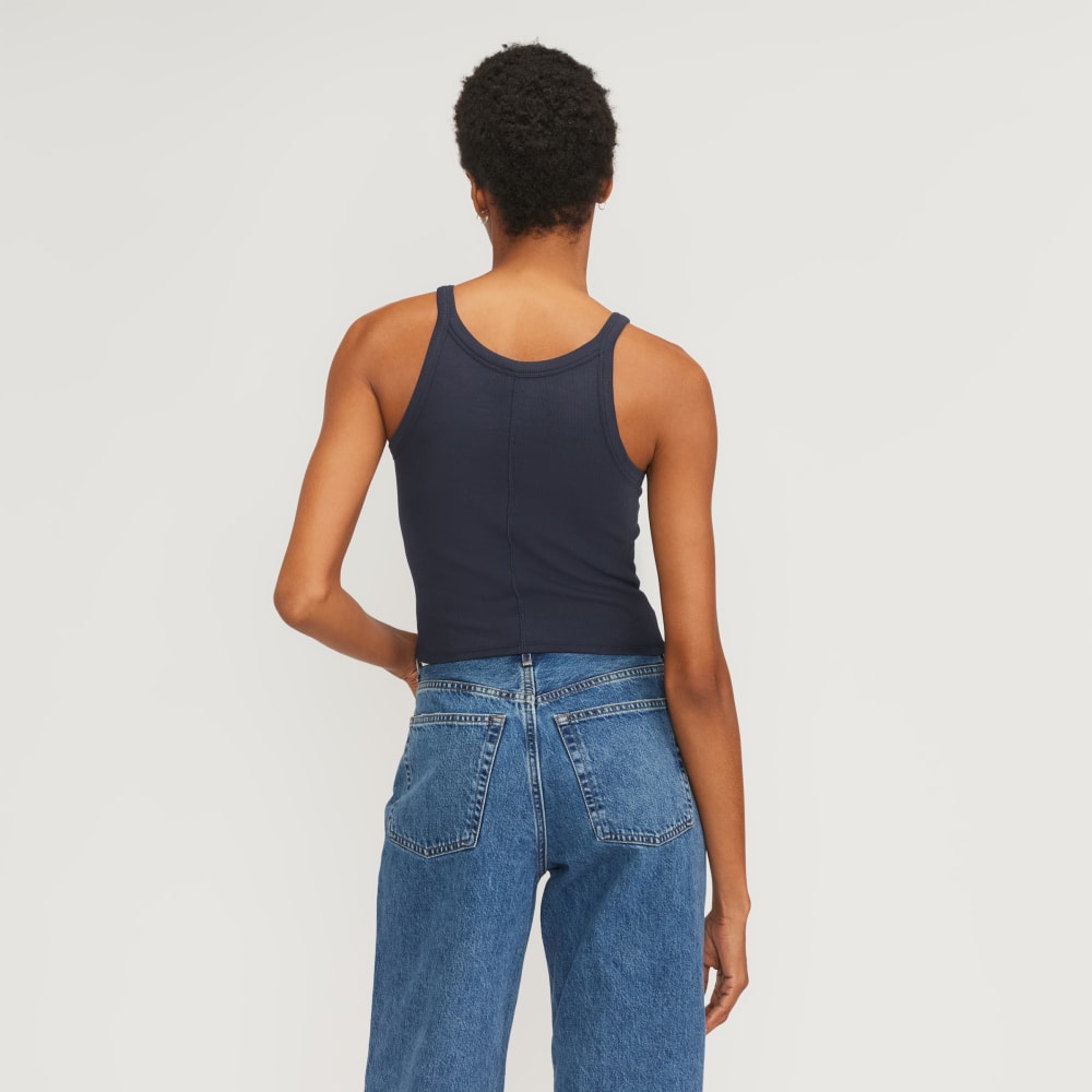 The Supima® Micro-Rib Cropped Tank | Navy