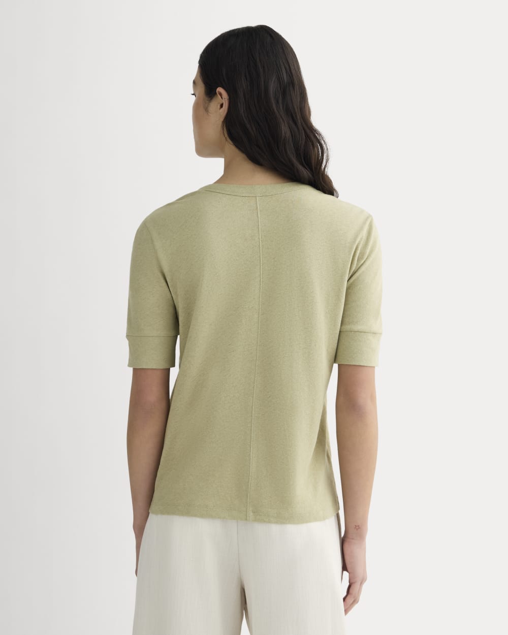 The Henley in Cotton Linen | Eucalyptus
